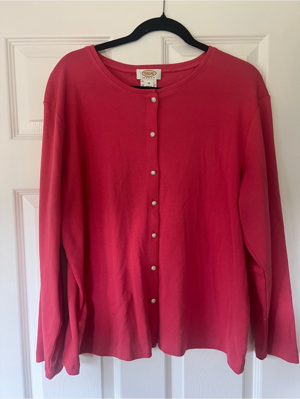 Talbots Pink Button Front Long Sleeve Cardigan- size 1x